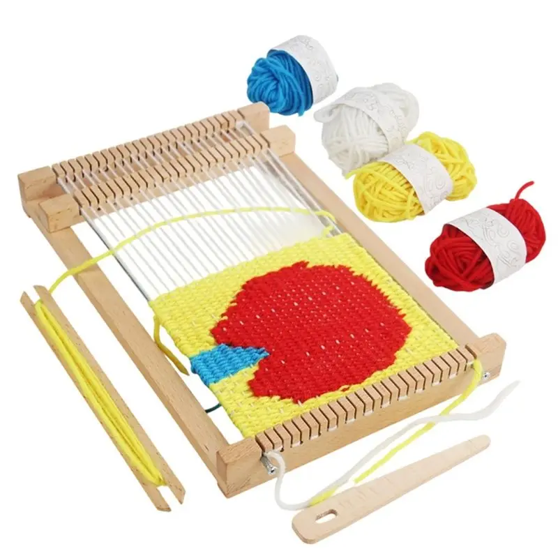 M11K-Small Wooden-Loom Kit For Kids - DIY Yarn Weaving Craft Set, Educational Handmade Gift For Children