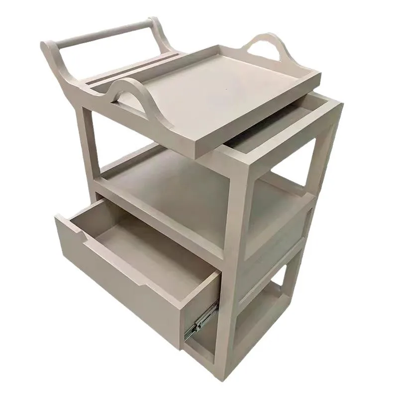 Beauty salon-specific solid wood cart, nail and eyelash storage cart, multifunctional storage rack, makeup storage