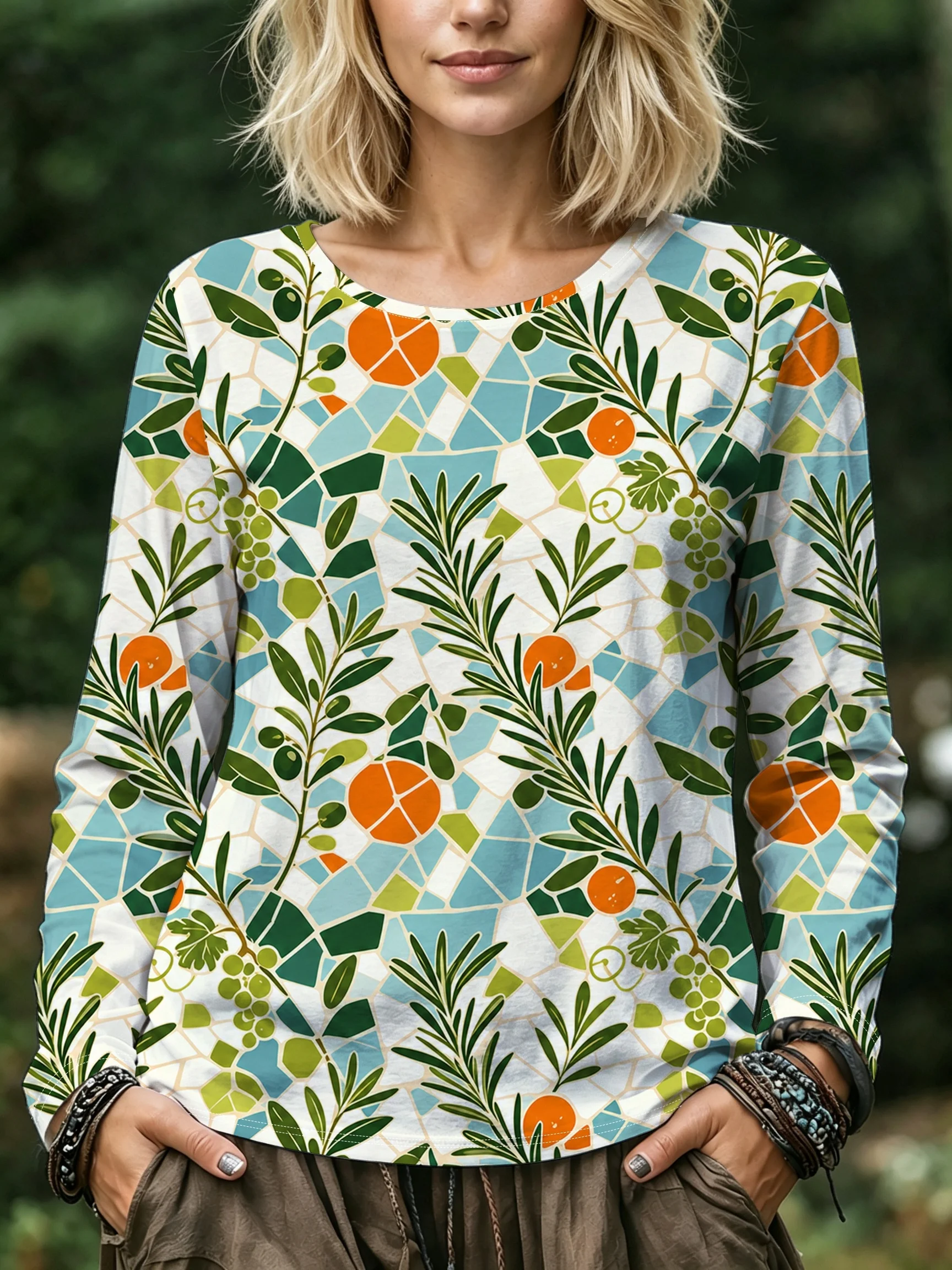 Blouses - Blusa feminina com estampa de mosaico
