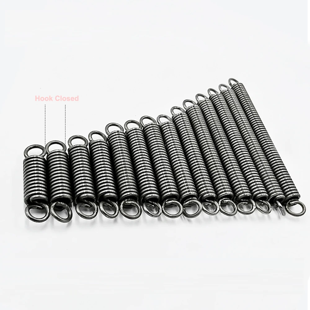 Manganese Steel Tension Spring Wire Diameter 2mm OD10mm-20mm Closed Hook Cylindrical Helical Pullback Extension Coils