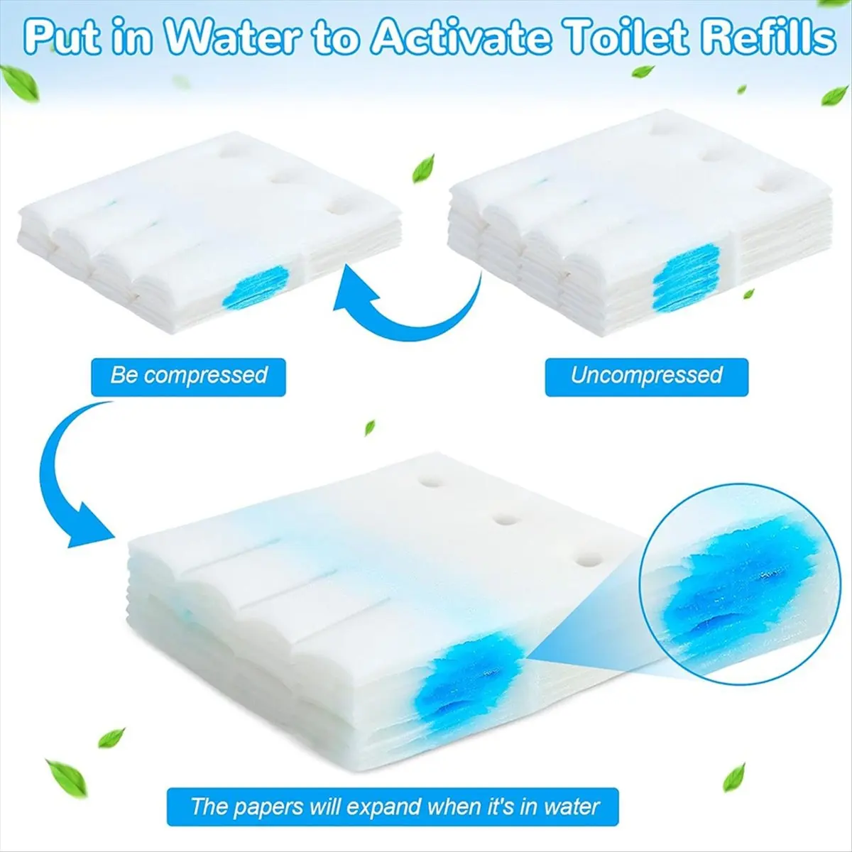 New 48 Count Flushable Toilet Refills, Disposable Toilet Bowl Paper Bulk, Flushable Toilet Brush Refill Pads for Toilet
