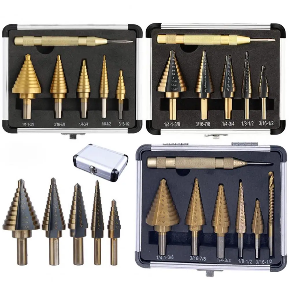 Titanium-coated Drill Bits High-speed Steel Drill Set High-speed Steel Step Drill Bit Set for Metal Wood Coated Straight Groove