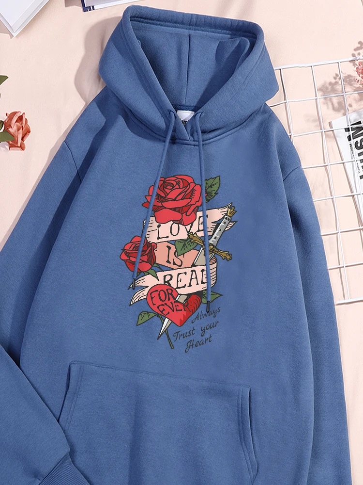 

The Sincerity Wrapped In Roses Print Sport Shirts Womens Cotton Stylish Hoody Fashion Comfy Sportwear Classic Pocket Clothing