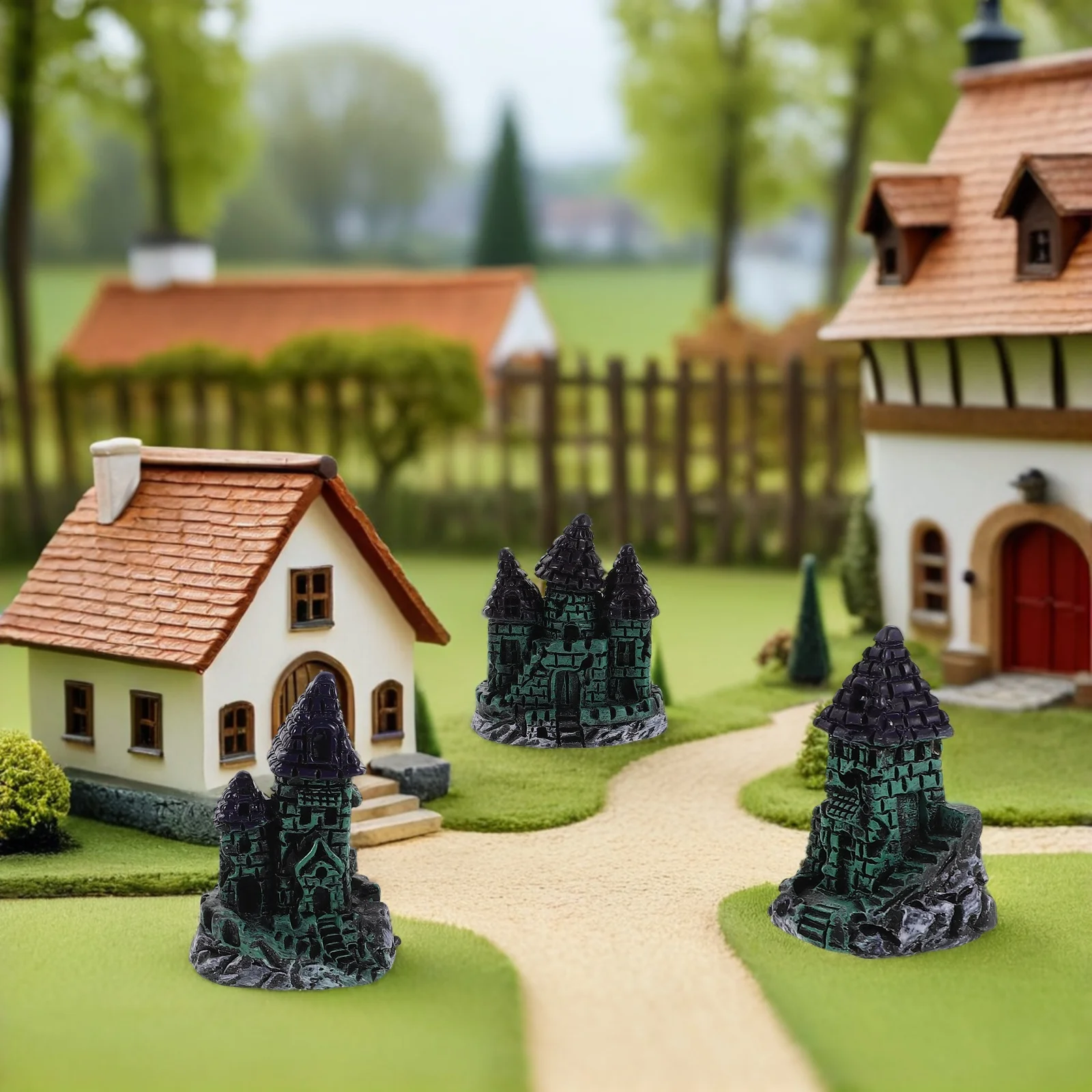 

3Pcs Miniature Castle Aquarium Decorations Resin Fish Tank Ornaments Underwater Landscape Shrimp Hideout Betta Cave Fish House