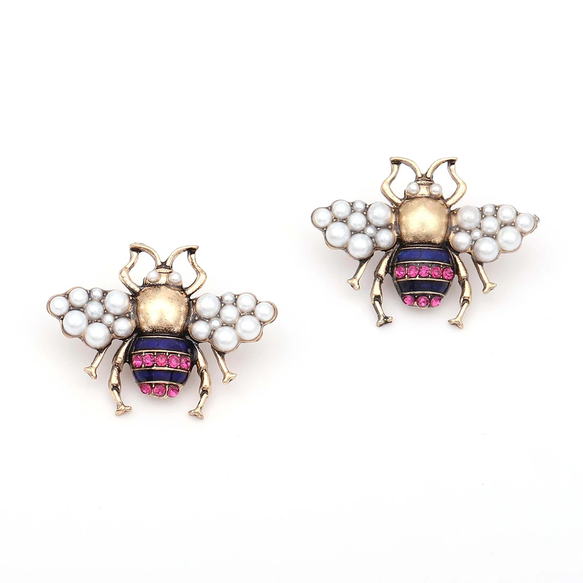 Zaa Women Vintage Jewelry 2025 Trend Bee Shape Pearl Earrings Luxury Bejeweled High Quality Party Accessories Girl Gifts