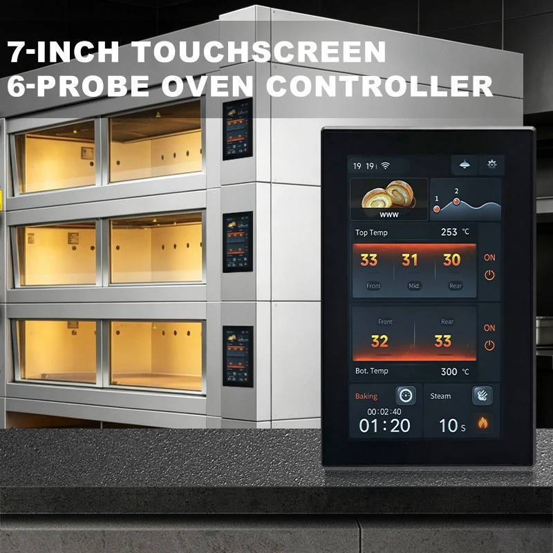 MK5L60 Digital Intelligent Temperature Control Panel 7 Inch Touch Screen 6 Probe Oven Controller for Commercial Bakery Parts