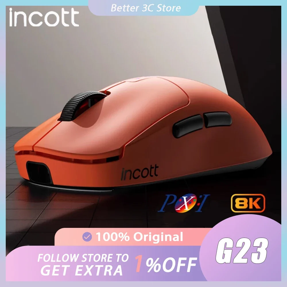 Imagem -01 - Pro Wireless Gaming Mouse 8k Dual Mode Paw3950 Sensor Carga Rápida Hot Swap Ergonômico pc Gamer Presente Incott-g23 pro wireless gaming mouse 8k dual mode paw3950 sensor carga rapida hot swap ergonomico pc gamer presente incott g23 01