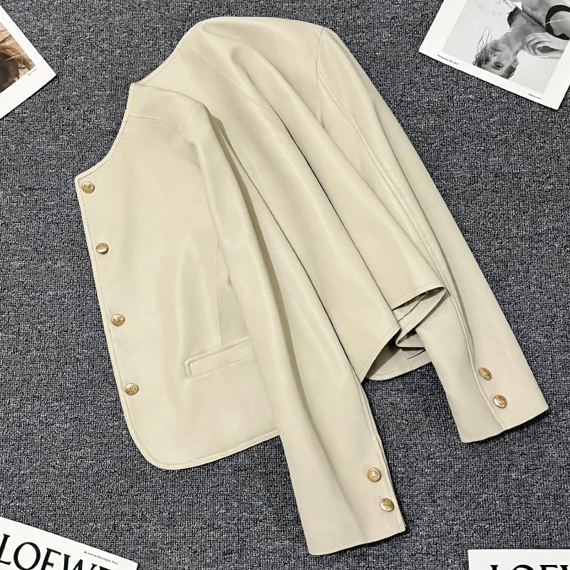 

SuperAen Apricot Short Suit Overcoat Women's Spring 2024 New Style Loose Casual Blazer Coat