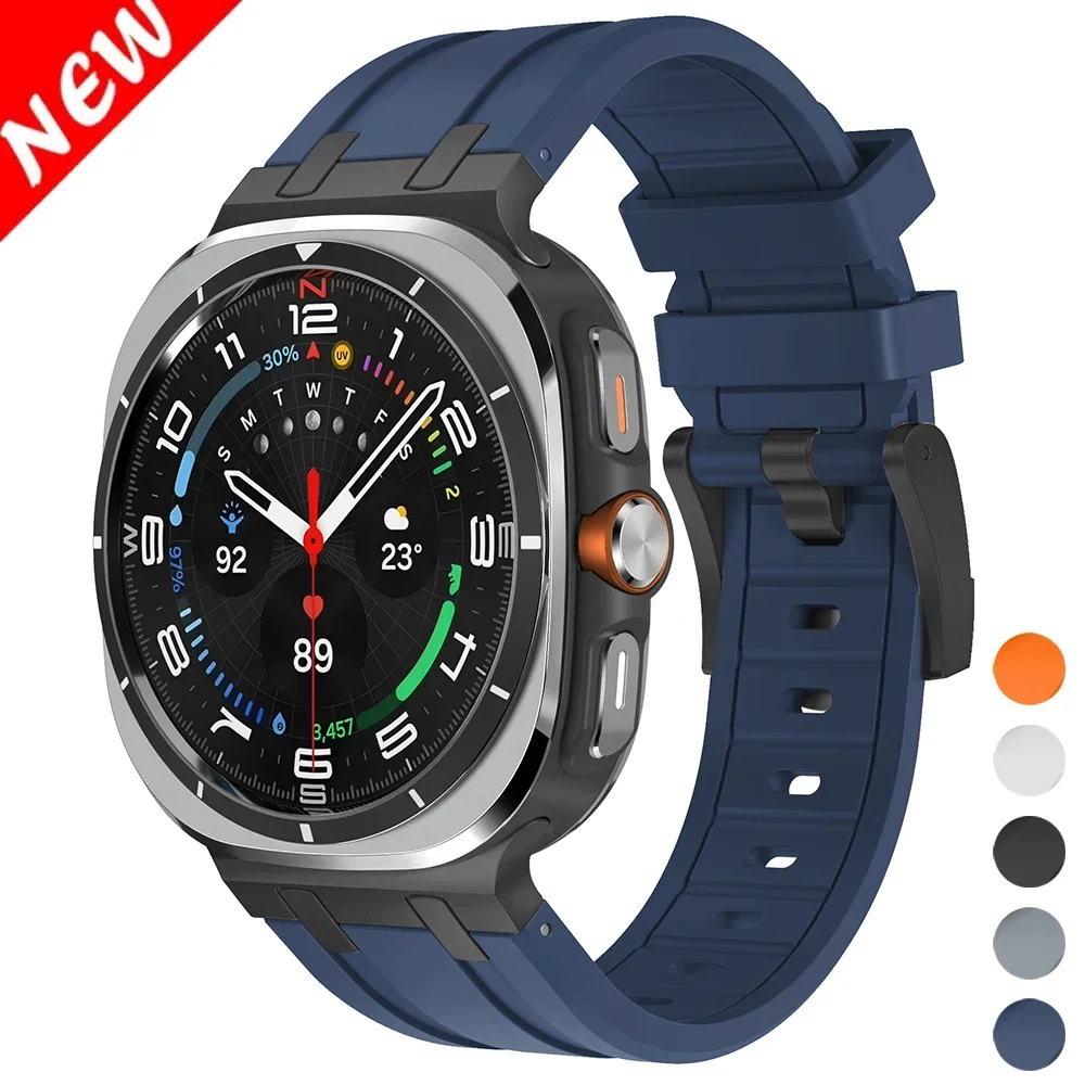 Banda de goma deportiva para hombre para Samsung Galaxy Ultra negro naranja correa de goma para SAMSUNG GALAXY ULTRA 47MM correa de reloj pulsera AP