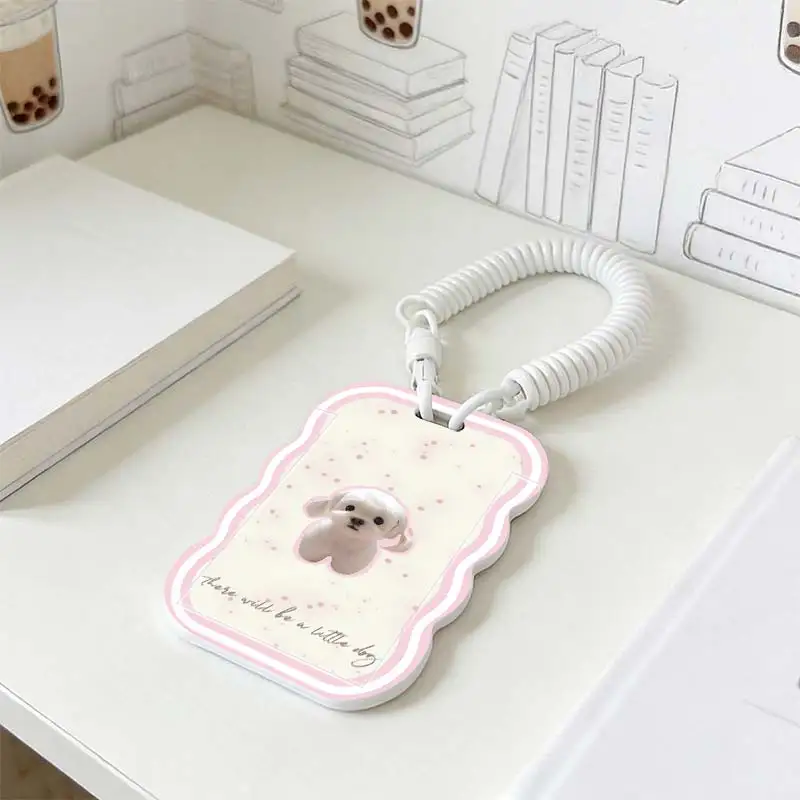 Card Sleeve for Stretchable Spring Cord Photo Protector Student Bus/Meal Card Protection Case Kpop Photocard Holder