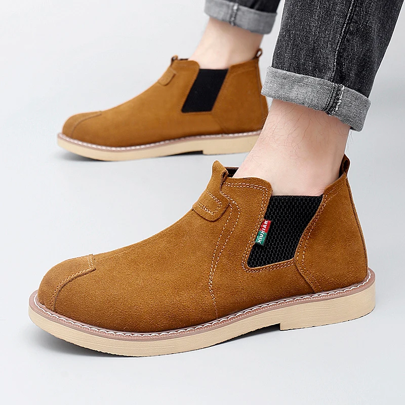 

Winter Hot Selling Men's Chelsea Boots High-quality Handmade Soles Men's Ankle Boots Plush Cotton Shoes British Style Brown