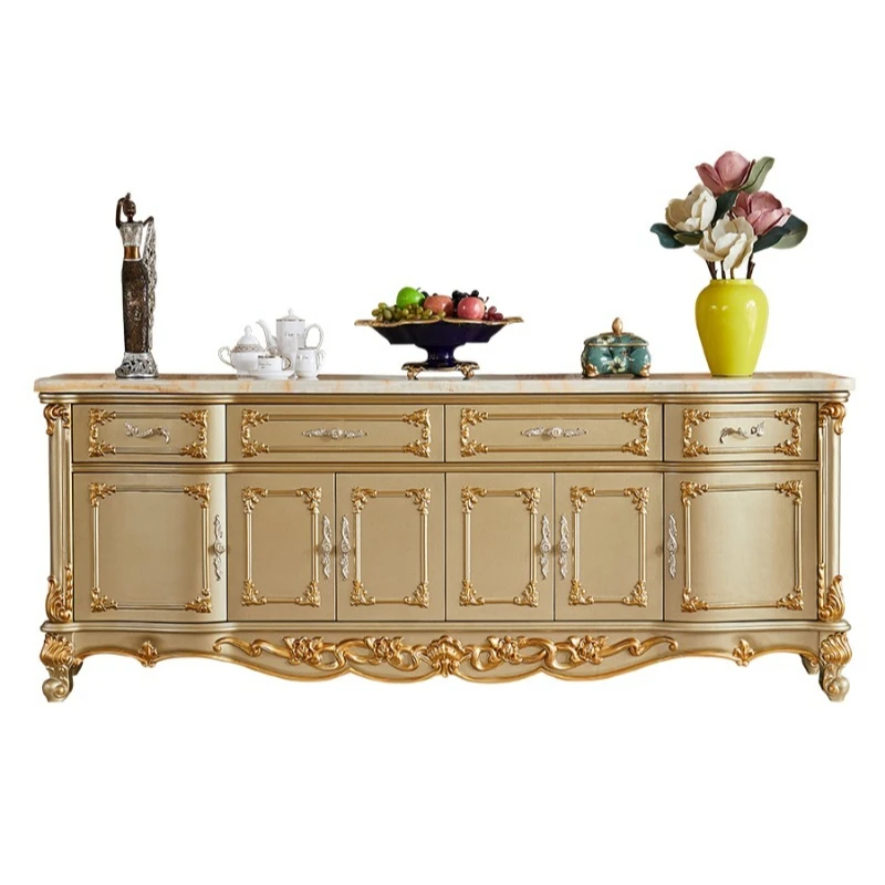 

European marble dining side cabinet shoe cabinet integrated against the wall solid wood multi-functional storage