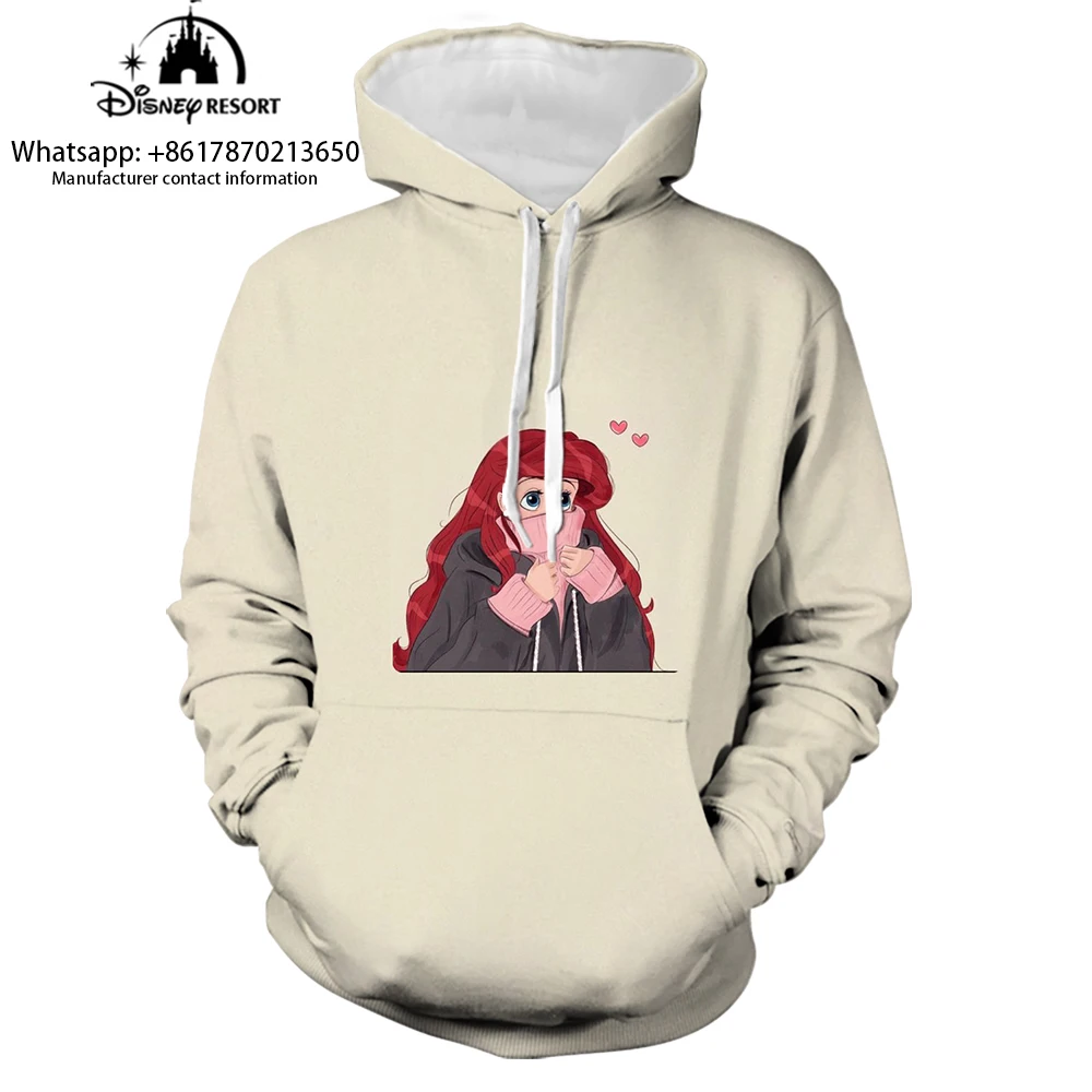 New Spring 2024 3D Printed Kids Hoodie Ariel Mermaid Anime Fashion Unisex Women\'s Tops Street Style Casual Hoodie y2k