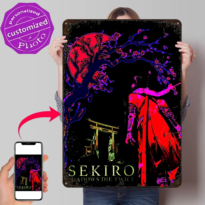 Sekiro: Shadows Die Twice - Game Art Poster Retro 3D Printed Metal Signs Customized Wall Hanging Gift for Decoration Home House