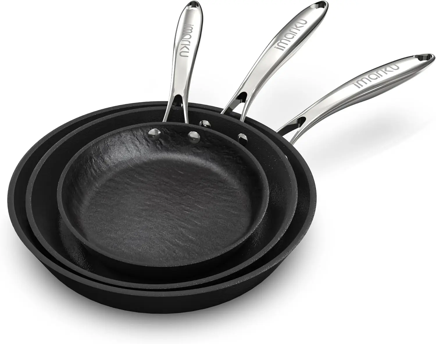 

3-Piece Nonstick Frying Pan Set, Oven/Dishwasher Safe, Induction Compatible, PFOA-Free