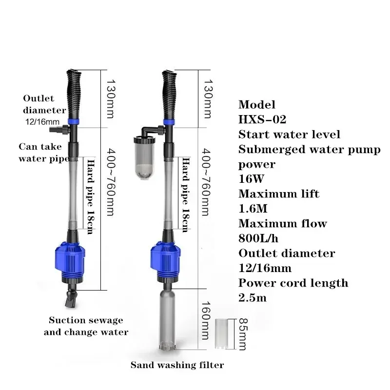 Aquarium Electric Gravel Cleaner Automatic Cleaner with Sponge Filter Fish Tank Vacuum Gravel Cleaner for Fish Tanks 어항 용품