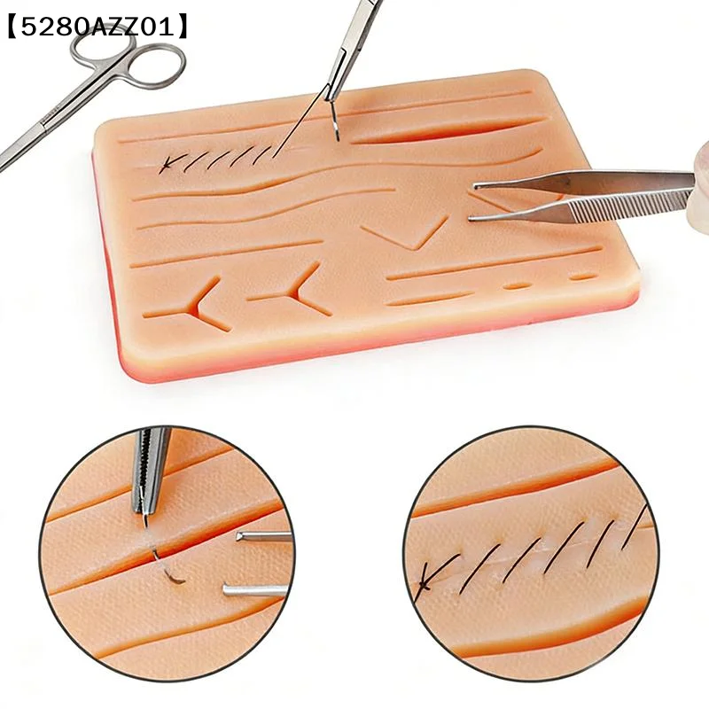 Reusable Surgical Suture Kit Pad Silicone Skin Wounds Suture Practice Traumatic Simulation Wounds Training Teaching Model〔HMA58〕