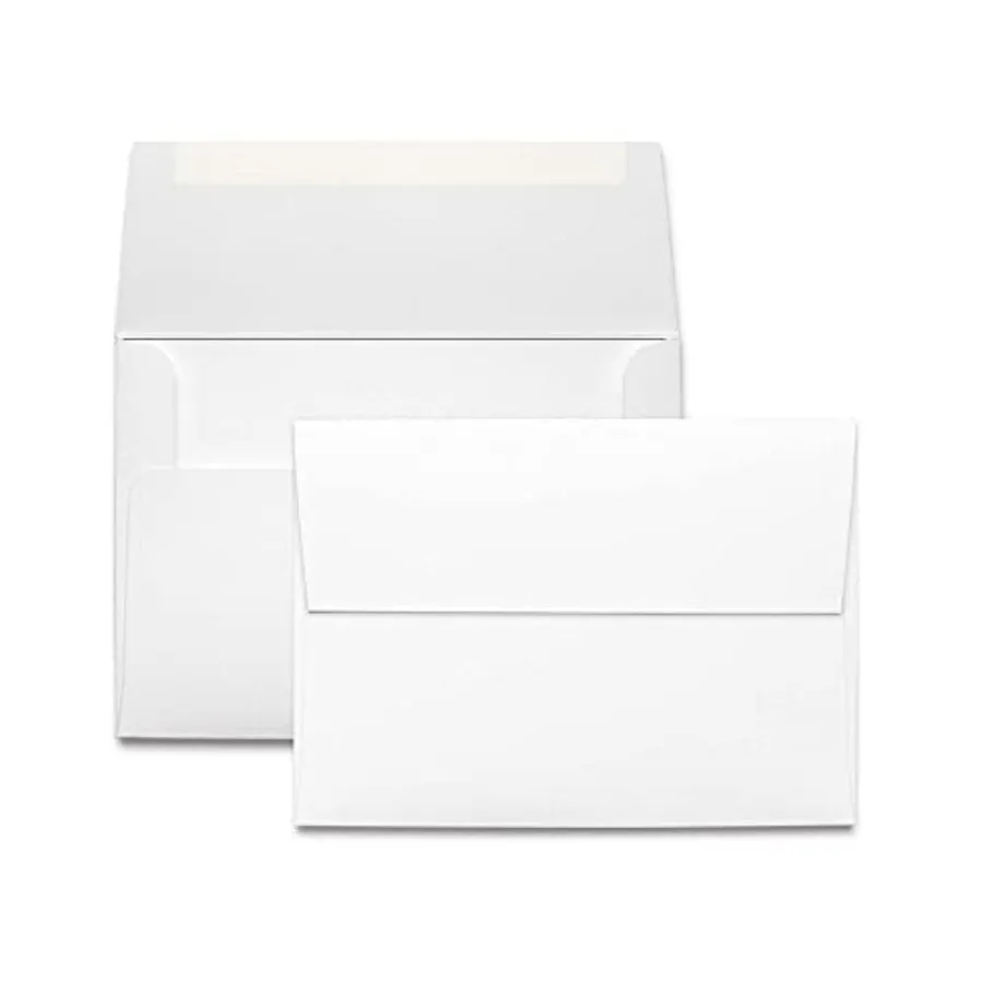 

White A9 Self Seal Envelopes - 40 Envelopes - Thick A9 Size 5.75 x 8.75 inch with Bright White Vellum Finish - For Mailing Gree