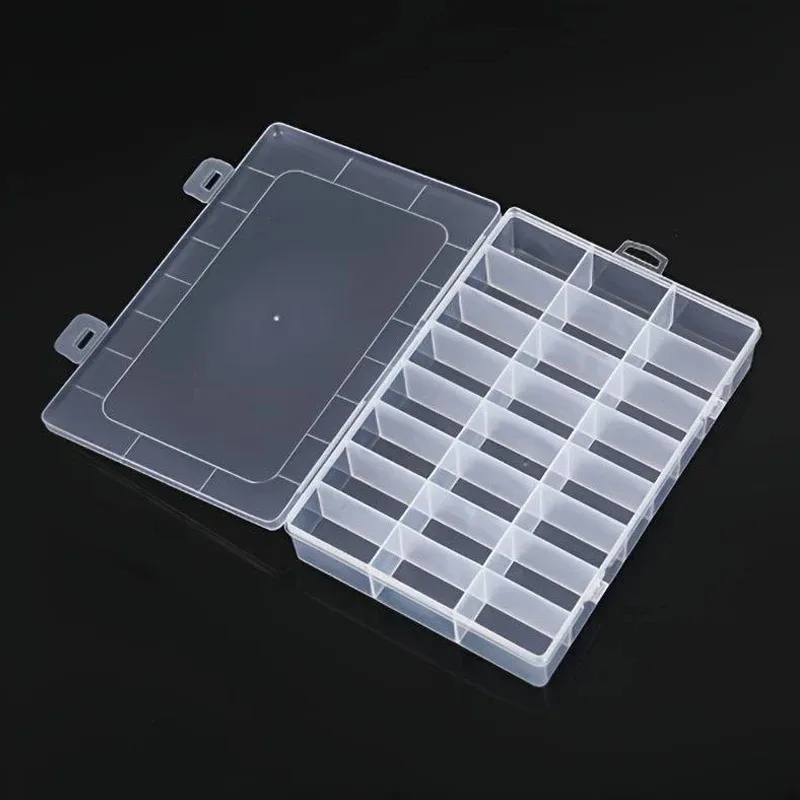 24-Grid Transparent Storage Boxes - Multi-Purpose Organizer for Hardware Buttons, Fishing Gear, Jewelry, Accessories & Stationer