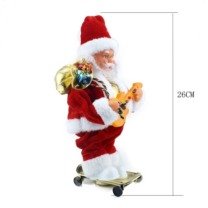 Novelty Creative Cute Father Christmas Skateboard Rocking Hat Dynamic Electric Toys with Music Children's toys Christmas gift