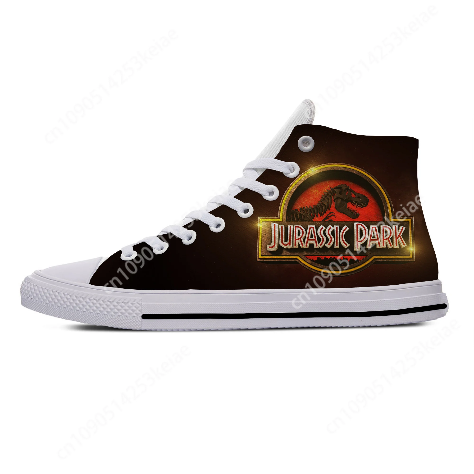 Hot Summer Jurassic Park Movie Dinosaur Anime Cartoon Funny Casual Cloth Shoes Sneakers High Top Men Women Classic Board Shoes