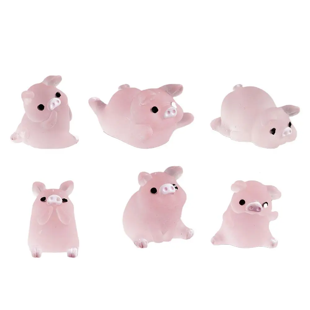 Piggy Kawaii Mini Resin Cartoon Pig Miniaturesterrarium Decoration Figurines Handmade Crafts Scrapbook Home K0e6