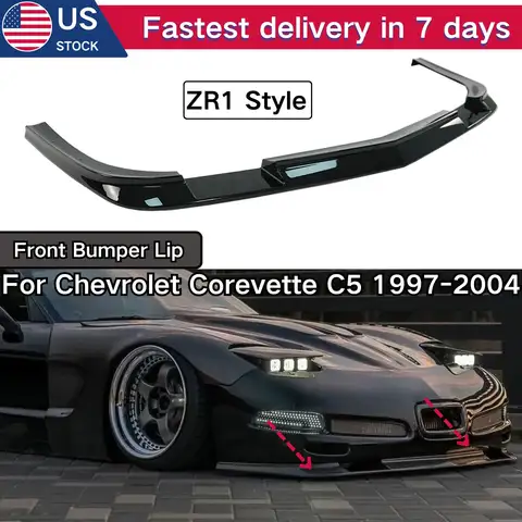 ZR1 Stile Paraurti Anteriore Labbro Per Chevrolet Corevette C5 1997 1998-2004 Spoiler Splitter Nero Lucido Accessori Auto Body Kit 3 PZ