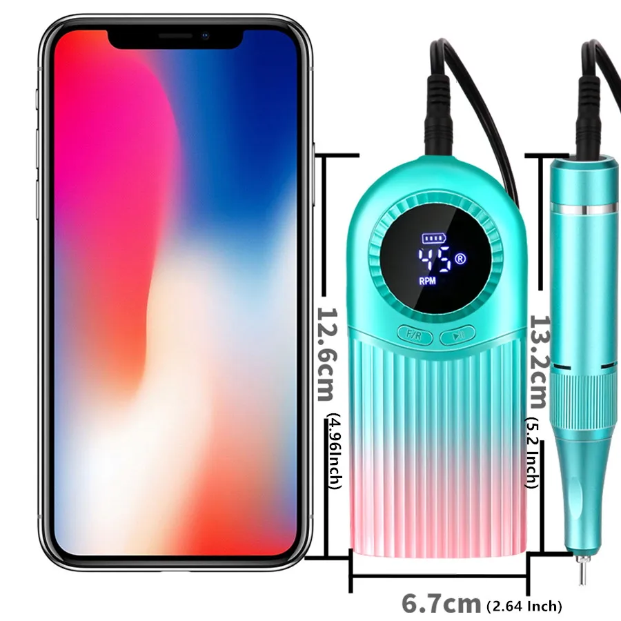 45000 obr./min wiertarka do paznokci elektryczny przenośny pilnik do paznokci akumulatorowa szlifierka do paznokci do paznokci żelowych polerowanie do domowego salonu Manicure