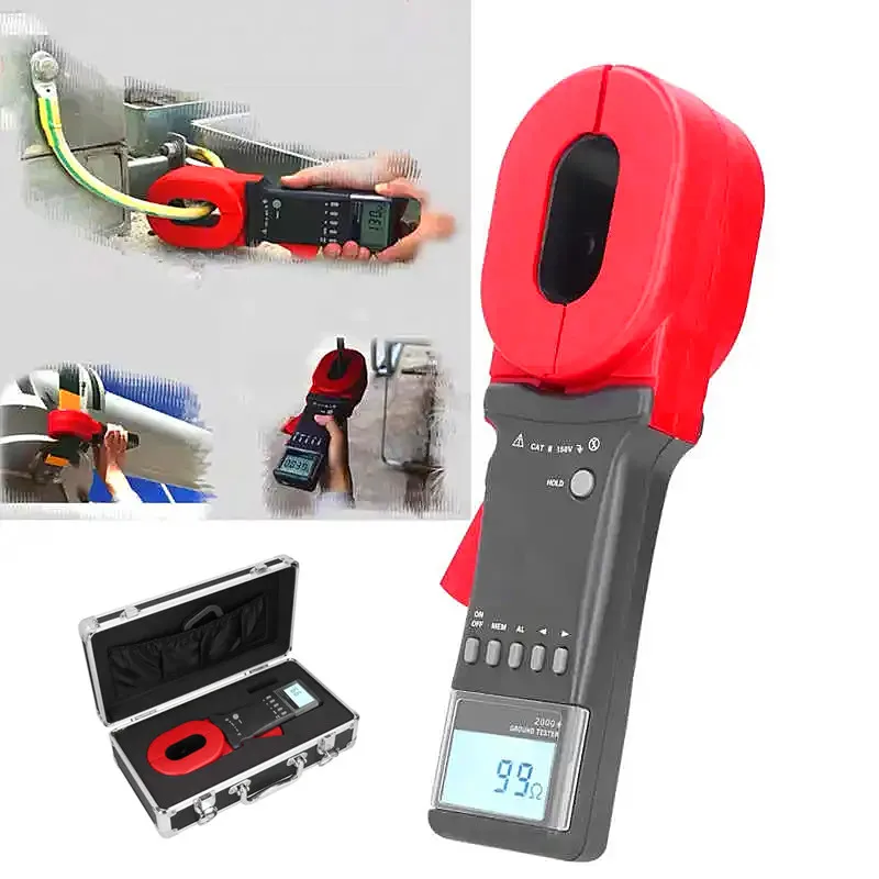 ETCR2000+ Series Digital Clamp Ground Resistance Tester Lightning Protection Loop Detector Audible Visible Clamp Meter