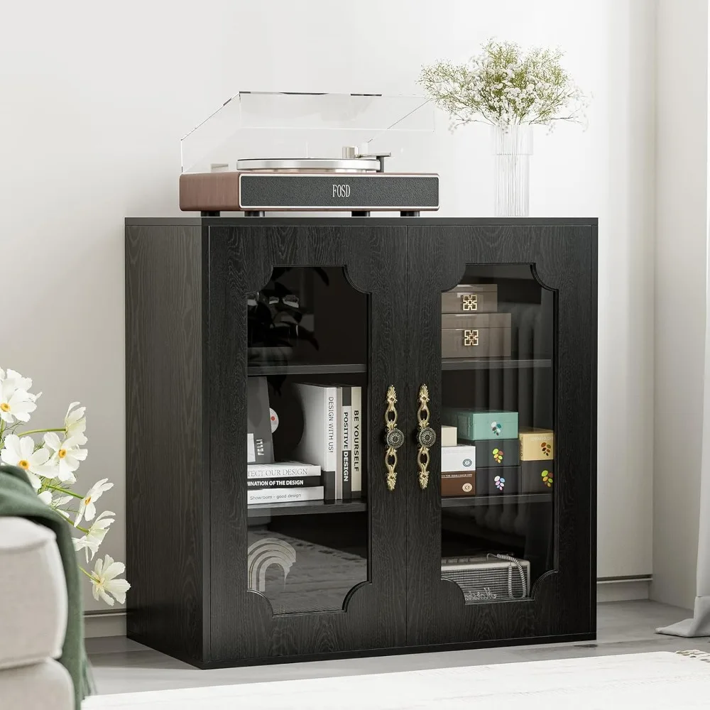 Mueble para cafetería con estantes ajustables, mueble para licores con textura de madera, aparador moderno para buffet.