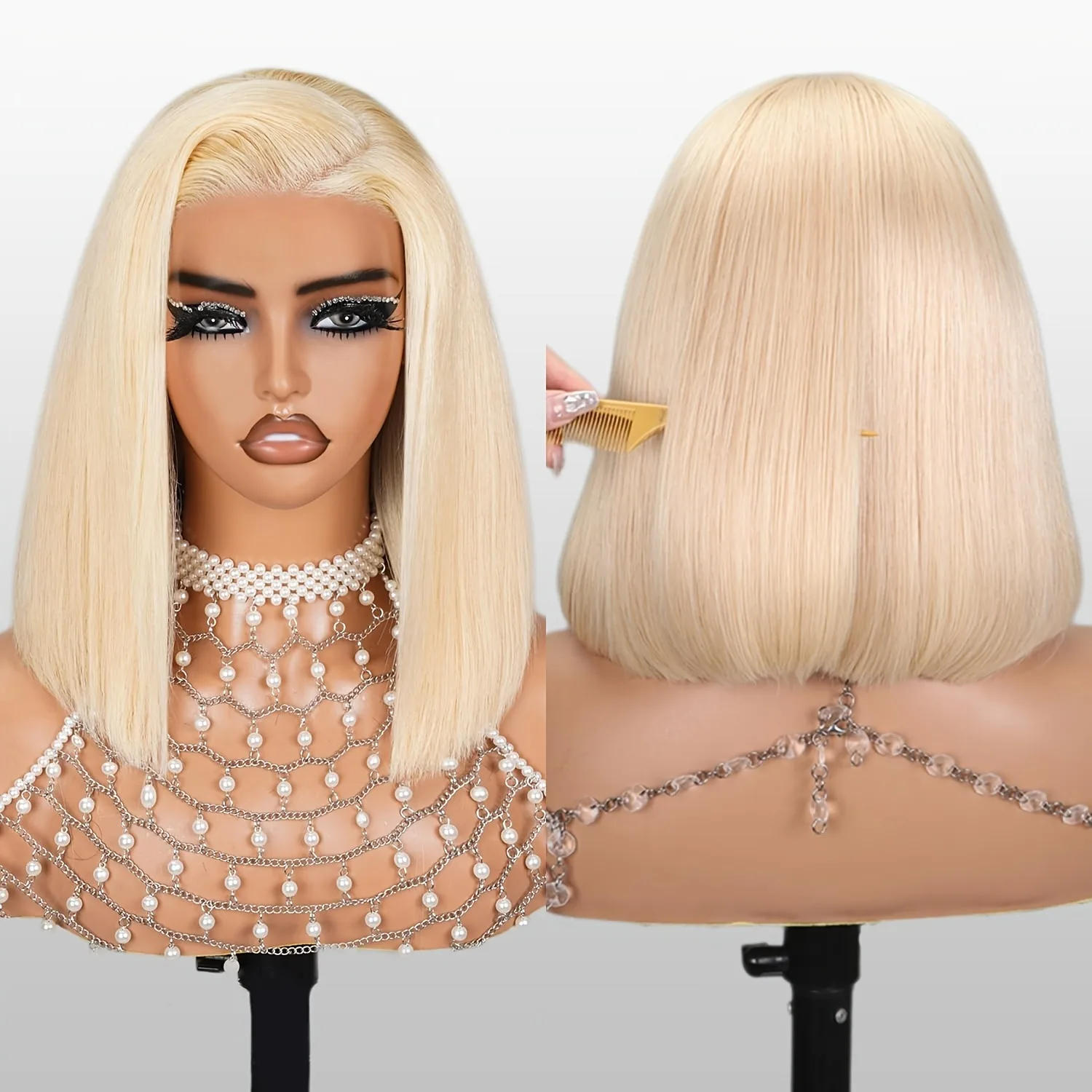 

613 Blonde 13x4 HD Bob Lace Front Wigs Human Hair Pre Plucked 200 Density Blonde Wig Human Hair Short Bob Wigs for Women