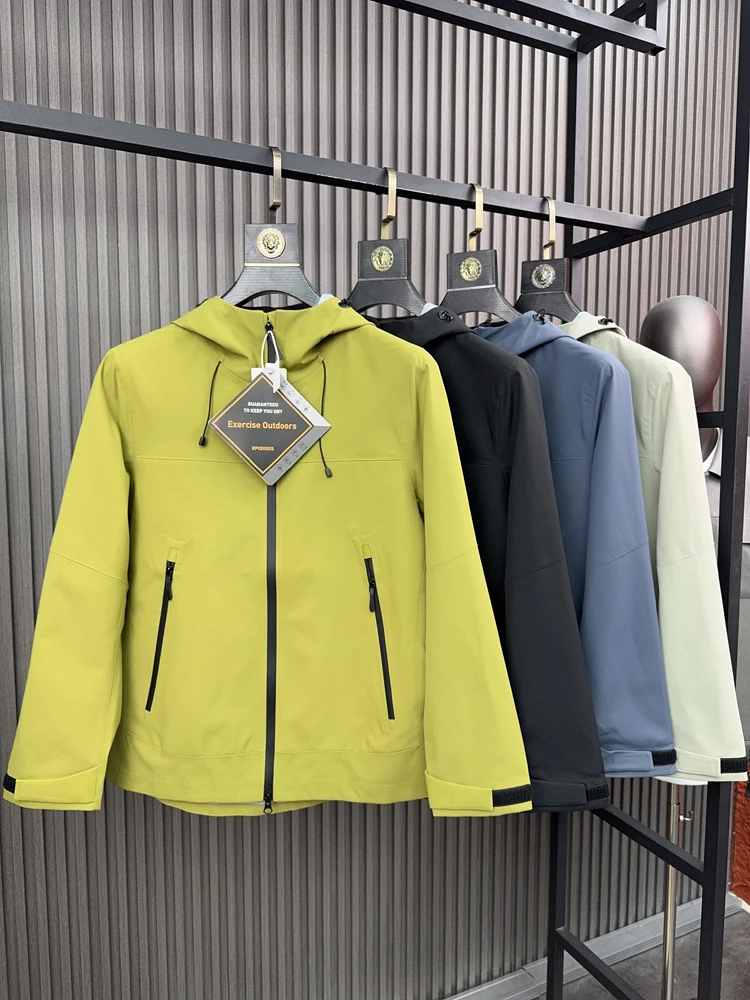 

Outdoor Soft ell Jaet Men's Casual Waterproof Spring Autumn Hooded Jaet Faion Urban Sle Long Sve Stand Fit
