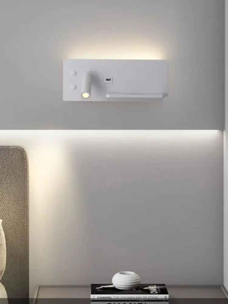 Lampa ścienna do sypialni z szybkim ładowaniem USB 3W Obrotowy reflektor Lampka do czytania przy łóżku do dekoracji wnętrz Tło kinkiet ścienny lampa sufitowa kinkiety na ścianę lampa elewacyjna — 2