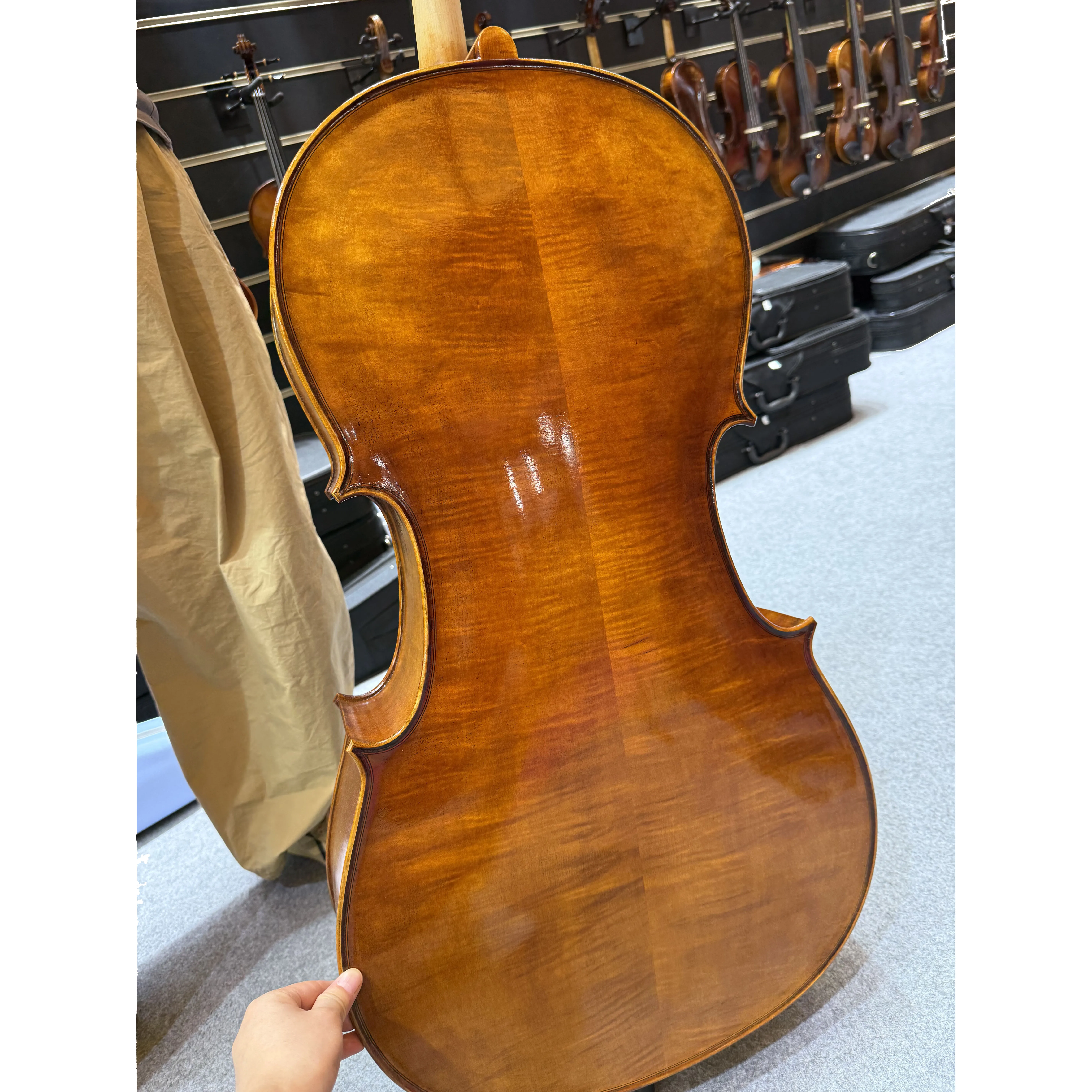 

European Flame Spruce Maple Handmade Oil Painting 4/4 Professional Conservatory Cello