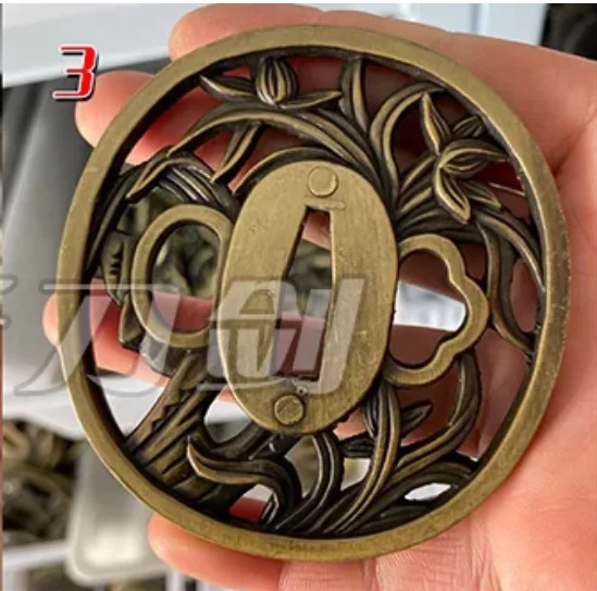 Copper Zinc Alloy Tsuba Handguard for Japanese Katana Sword, Universal Accessories, Exquisite Zinc Alloy Fittings #1-27