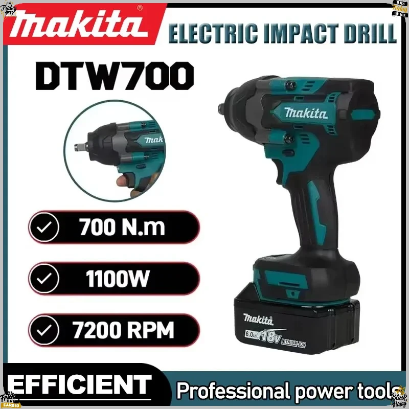 

Makita DTW700 Brushless Large Torque Wrench Tool Electric Wrench Cordless Drill Screwdriver18V Power Tool