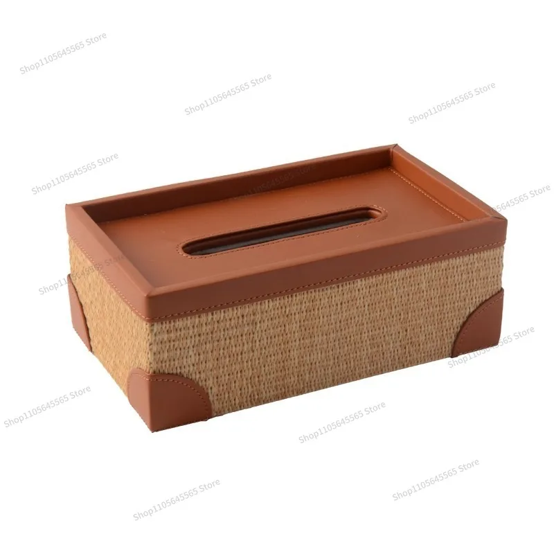 for-straw-storage-box-desktop-living-room-leather-tissue-box
