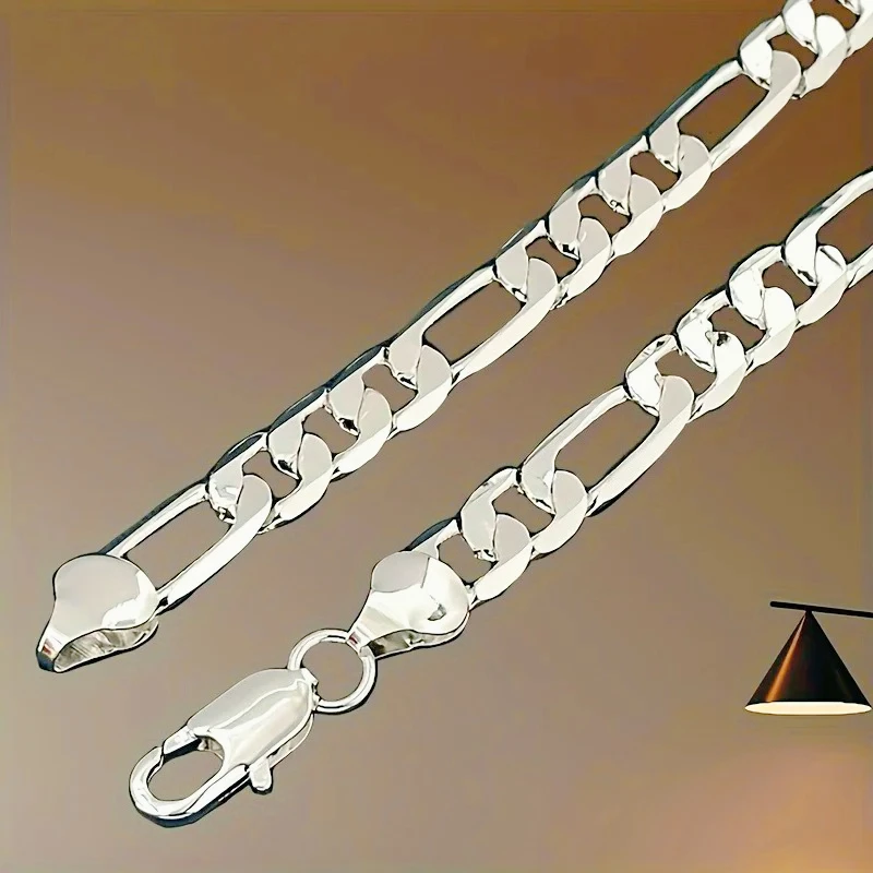 Wholesale 925 Sterling Silver 6mm Flat Chain Necklace, Fashion Jewelry for Men Women Lady, Wedding Party Accessories, Hot Gifts