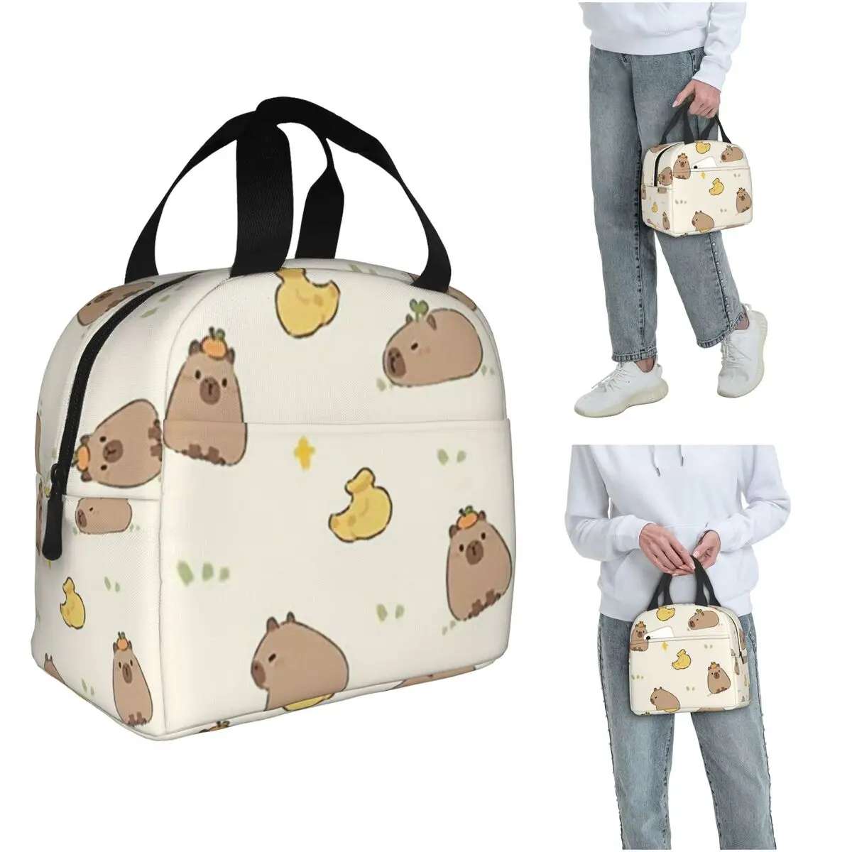 

Kawaii капибара изолированная сумка для обеда для детей школьный холодильник термоящик для еды сумка портативный ланч-боксы контейнер