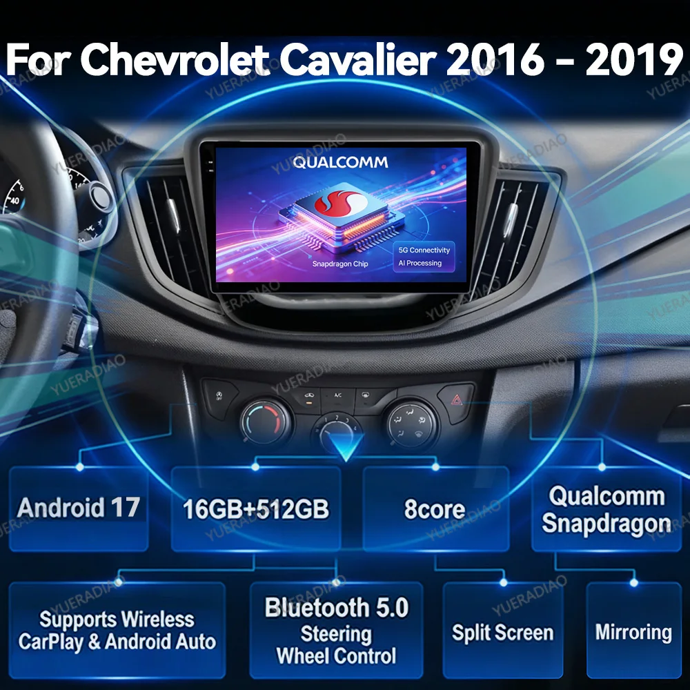 Android 17 Car Radio For Chevrolet Cavalier 2016 2017 2018 2019 2020 Carplay Multimedia Central DVD Mirror Link 4G WIFI 2K QLED