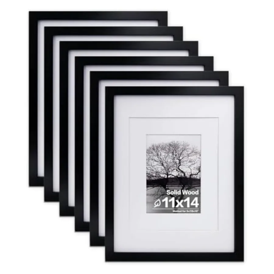 

Picture Frames Made of Solid Wood 6 PCS Covered by Plexiglass - for Table Top and Wall Mounting for Pictures or with Mat Horizo