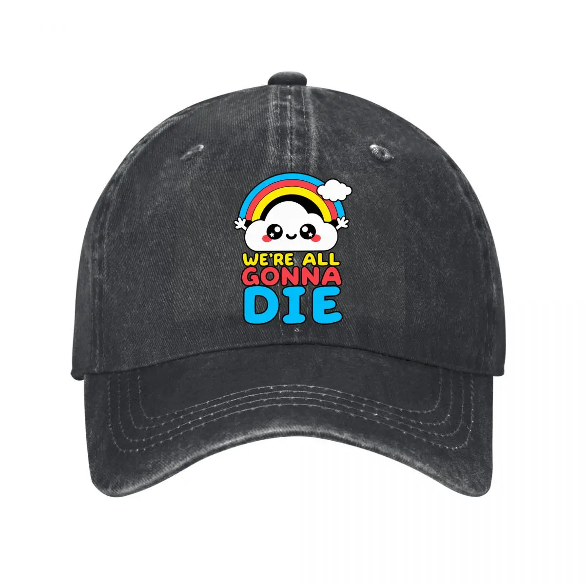 Were All Gonna Die Kawaii Rainbow Cloud New Vintage Washed Cotton Baseball Cap Sun Hats