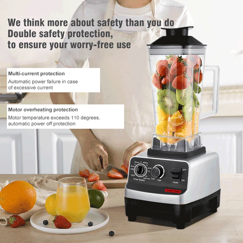 2000W professional blender and grinder for kitchen Fruit Mixer Food Processor Ice Smoothies Blenders High Power Juicer Crusher