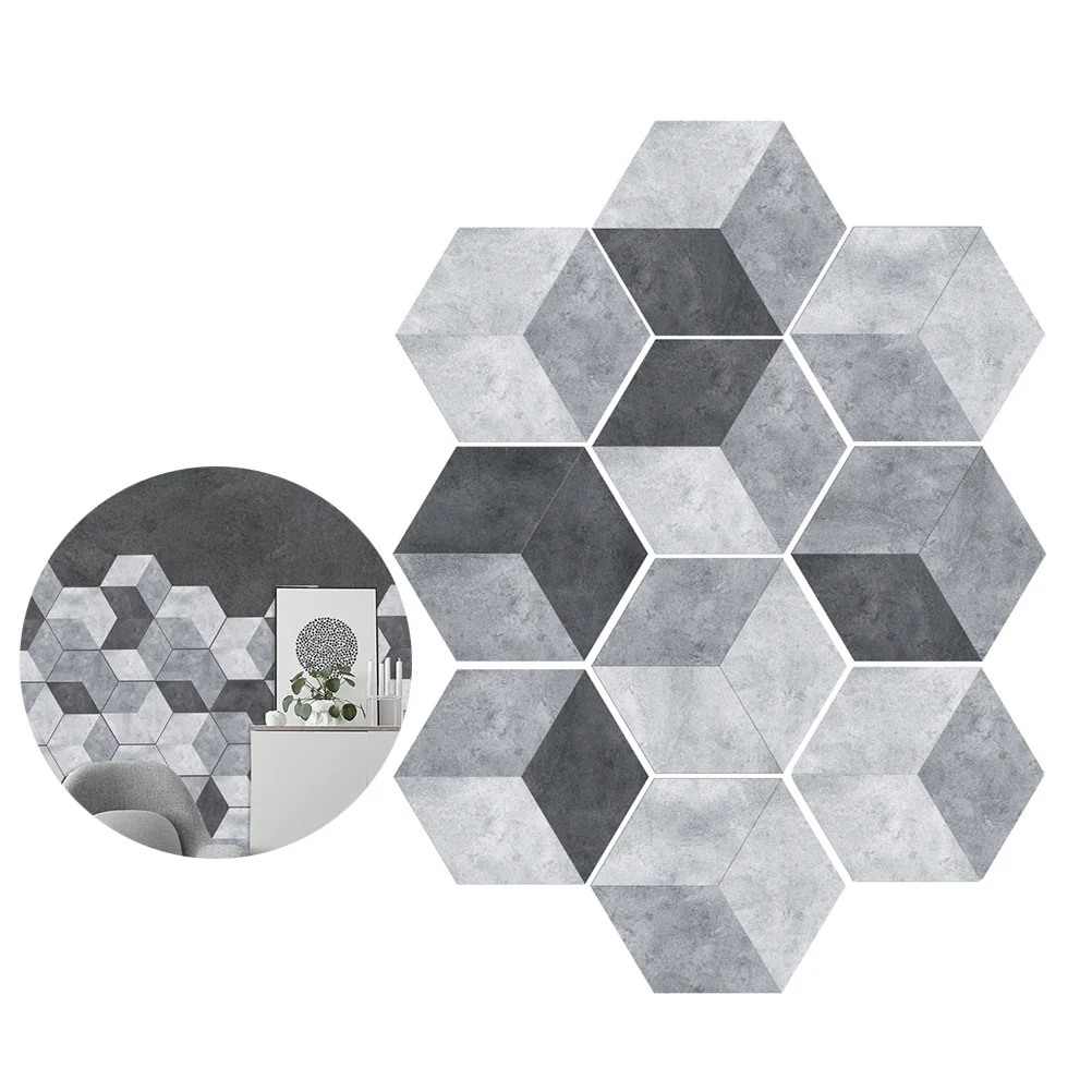 

10 Pcs Waterproof Stickers Hexagonal Anti-slip Floor Patch Wall Tile Affixed Bathroom