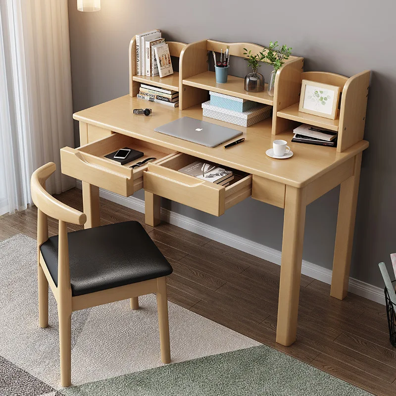 Solid wood desk, primary and secondary school students study, writing desk, bedroom desk