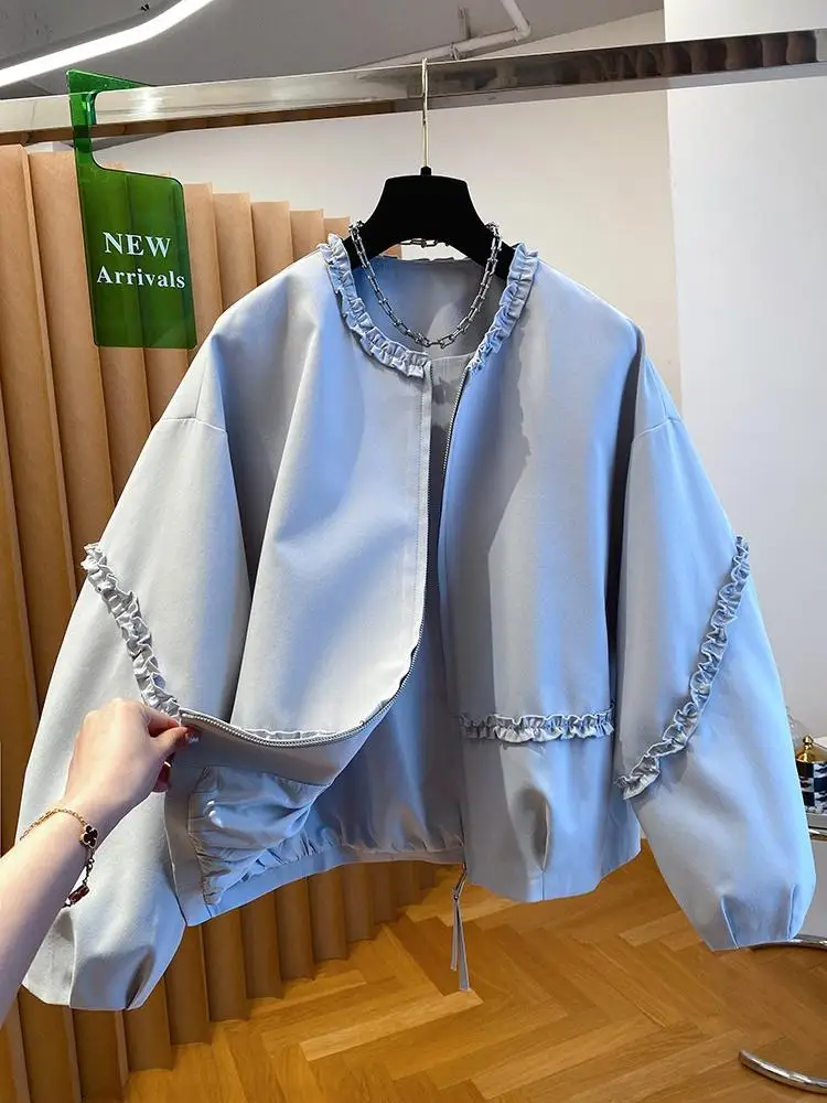 

Свободная короткая женская куртка в корейском стиле с деревянным декором, повседневное теплое приталенное пальто, модный топ для ранней весны