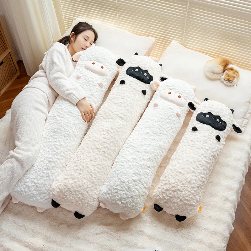 80~120cm Fluffy Plush Lamb Stuffed Pillow to Decorate Sofa or Bed White Plush Sheep Cushion Chair Pad, Soft and Comfortable