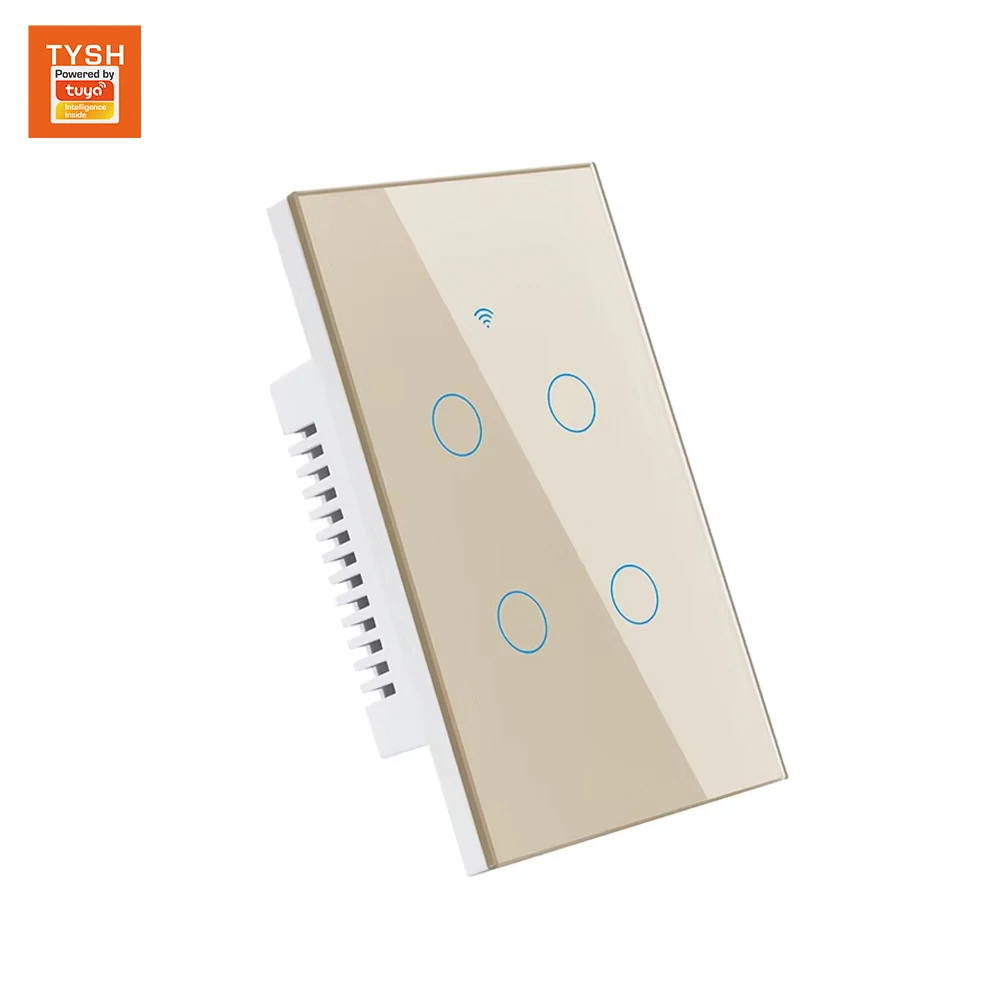 STLF EE. UU. Estándar 4 entradas llevó el interruptor del hogar elegante de Wifi Tuya del tacto de la voz de la luz del sensor