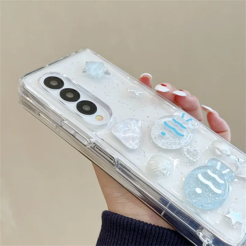 サムスンギャラクシーZフリップ6 5 4 zフォールド6 5 4 zflip4 zflip5 zflip6用の3Dシェル電話ケース,保護バックカバー