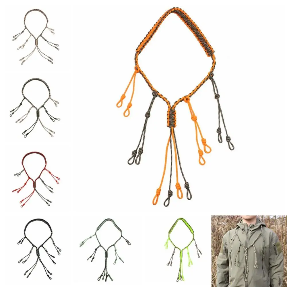 Nylon 12-Ring Duck Call Lanyard Colorful 12 Adjustable Loops Hand Braided Necklace Portable Whistle Lanyard Hunting Woven Collar